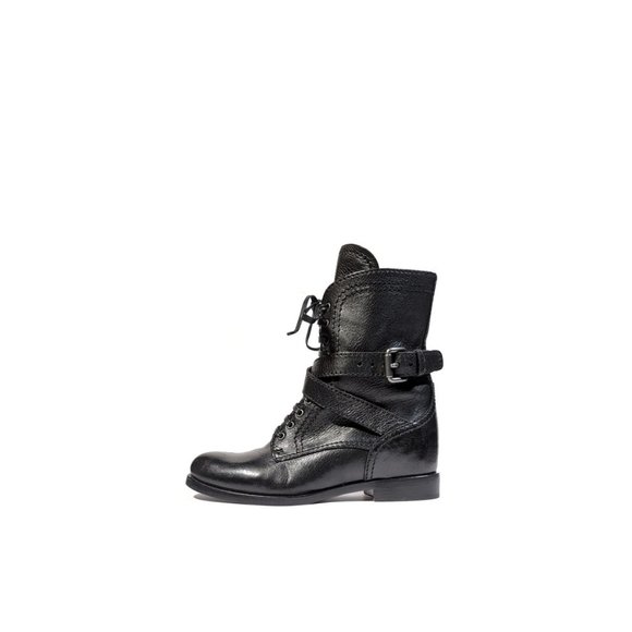 PRADA Combat Boots Black Leather Lace Up Boots Size 36 | 6 *PRIMO* - Picture 1 of 11